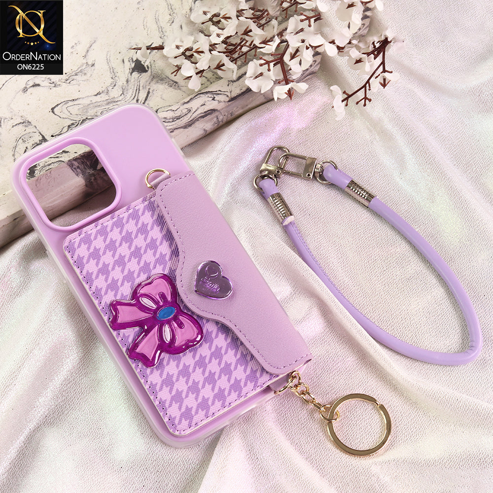 Xiaomi Poco M6 4G Cover - Purple - New & Luxury Elegant Phone Case with Wallet Pocket & Shoulder Strap