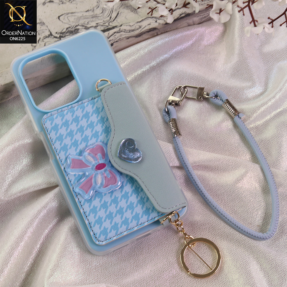 Xiaomi Redmi 13C Cover - Blue - New & Luxury Elegant Phone Case with Wallet Pocket & Shoulder Strap