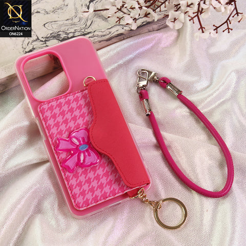 Xiaomi Poco C65 Cover - Dark Pink - New & Luxury Elegant Phone Case with Wallet Pocket & Shoulder Strap