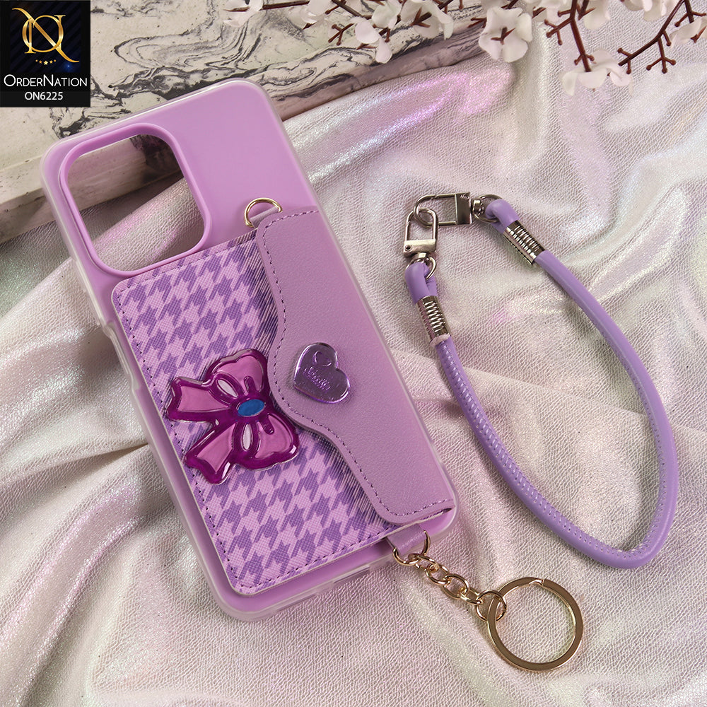 Xiaomi Poco C65 Cover - Purple - New & Luxury Elegant Phone Case with Wallet Pocket & Shoulder Strap