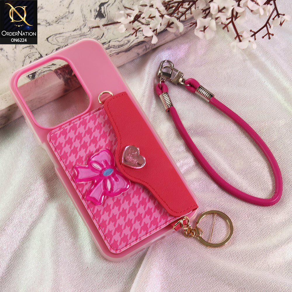 Xiaomi Redmi 15C 4G Cover - Dark Pink - New & Luxury Elegant Phone Case with Wallet Pocket & Shoulder Strap