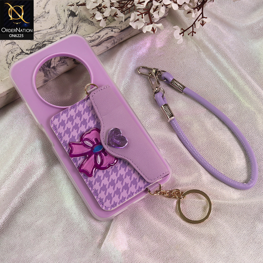 Xiaomi Redmi A3x Cover - Purple - New & Luxury Elegant Phone Case with Wallet Pocket & Shoulder Strap