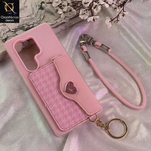 Samsung Galaxy S23 Ultra 5G Cover - Light Pink - New & Luxury Elegant Phone Case with Wallet Pocket & Shoulder Strap