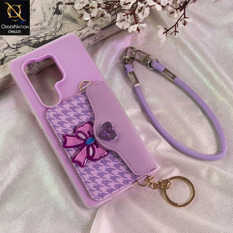 Samsung Galaxy S24 Ultra Cover - Purple - New & Luxury Elegant Phone Case with Wallet Pocket & Shoulder Strap
