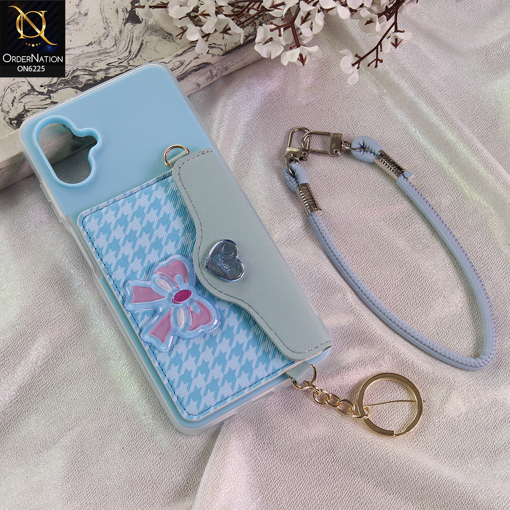 Samsung Galaxy A06 Cover - Blue - New & Luxury Elegant Phone Case with Wallet Pocket & Shoulder Strap