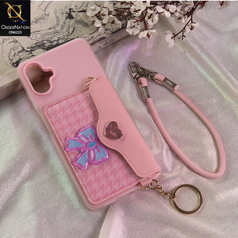 Samsung Galaxy A06 Cover - Light Pink - New & Luxury Elegant Phone Case with Wallet Pocket & Shoulder Strap