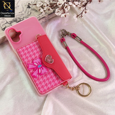 Samsung Galaxy A07 4G Cover - Dark Pink - New & Luxury Elegant Phone Case with Wallet Pocket & Shoulder Strap