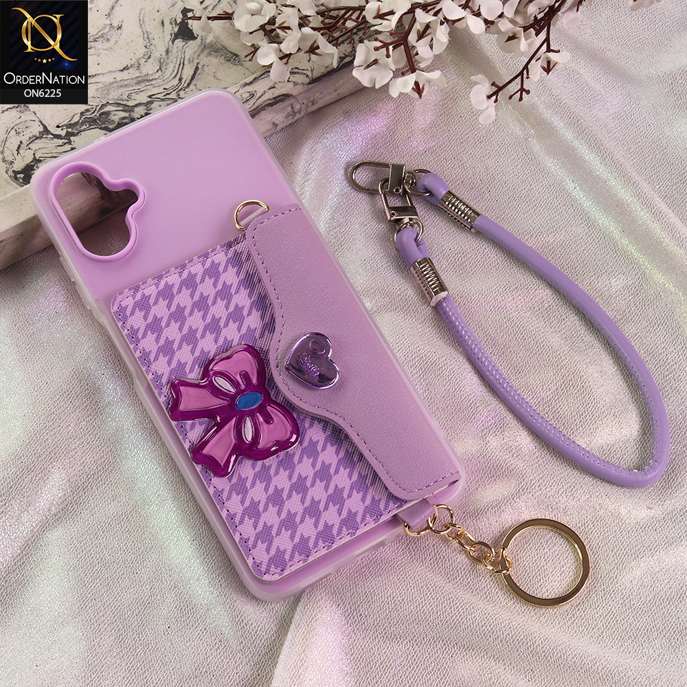 Samsung Galaxy A07 4G Cover - Purple - New & Luxury Elegant Phone Case with Wallet Pocket & Shoulder Strap