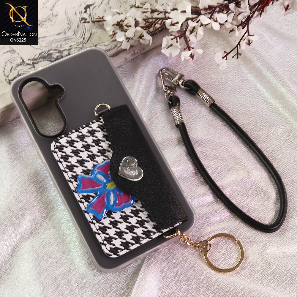 Samsung Galaxy M17 Cover - Black - New & Luxury Elegant Phone Case with Wallet Pocket & Shoulder Strap