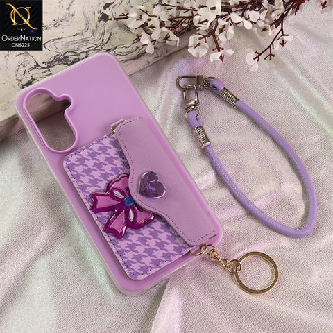 Samsung Galaxy M17 Cover - Purple - New & Luxury Elegant Phone Case with Wallet Pocket & Shoulder Strap