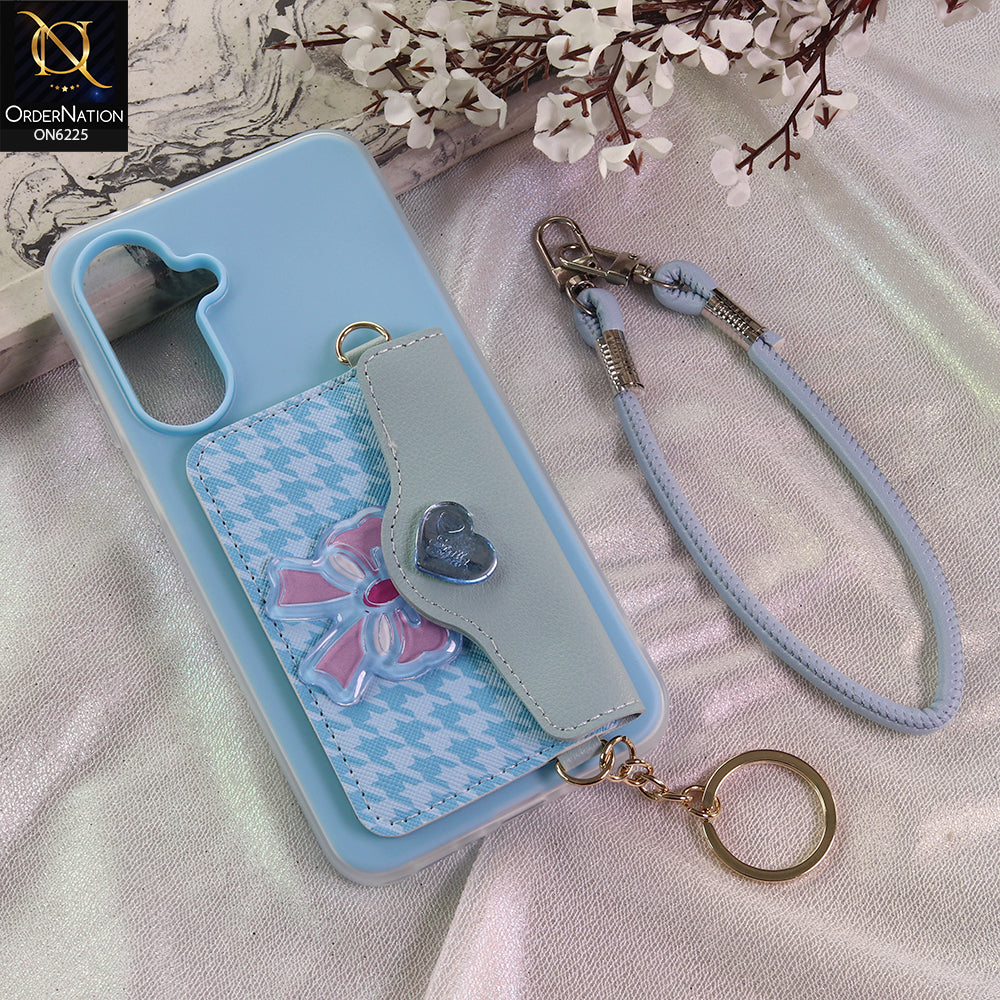 Samsung Galaxy A37 Cover - Blue - New & Luxury Elegant Phone Case with Wallet Pocket & Shoulder Strap
