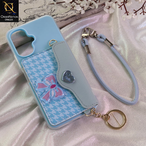 Infinix Smart 10 Cover - Blue - New & Luxury Elegant Phone Case with Wallet Pocket & Shoulder Strap