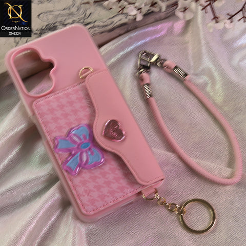Infinix Smart 10 Cover - Light Pink - New & Luxury Elegant Phone Case with Wallet Pocket & Shoulder Strap
