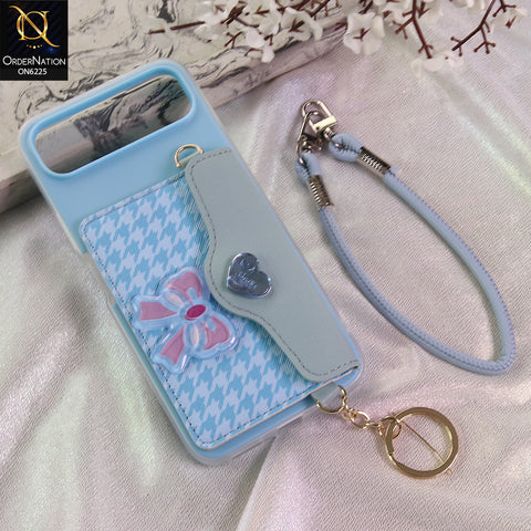Infinix Smart 10 Plus Cover - Blue - New & Luxury Elegant Phone Case with Wallet Pocket & Shoulder Strap