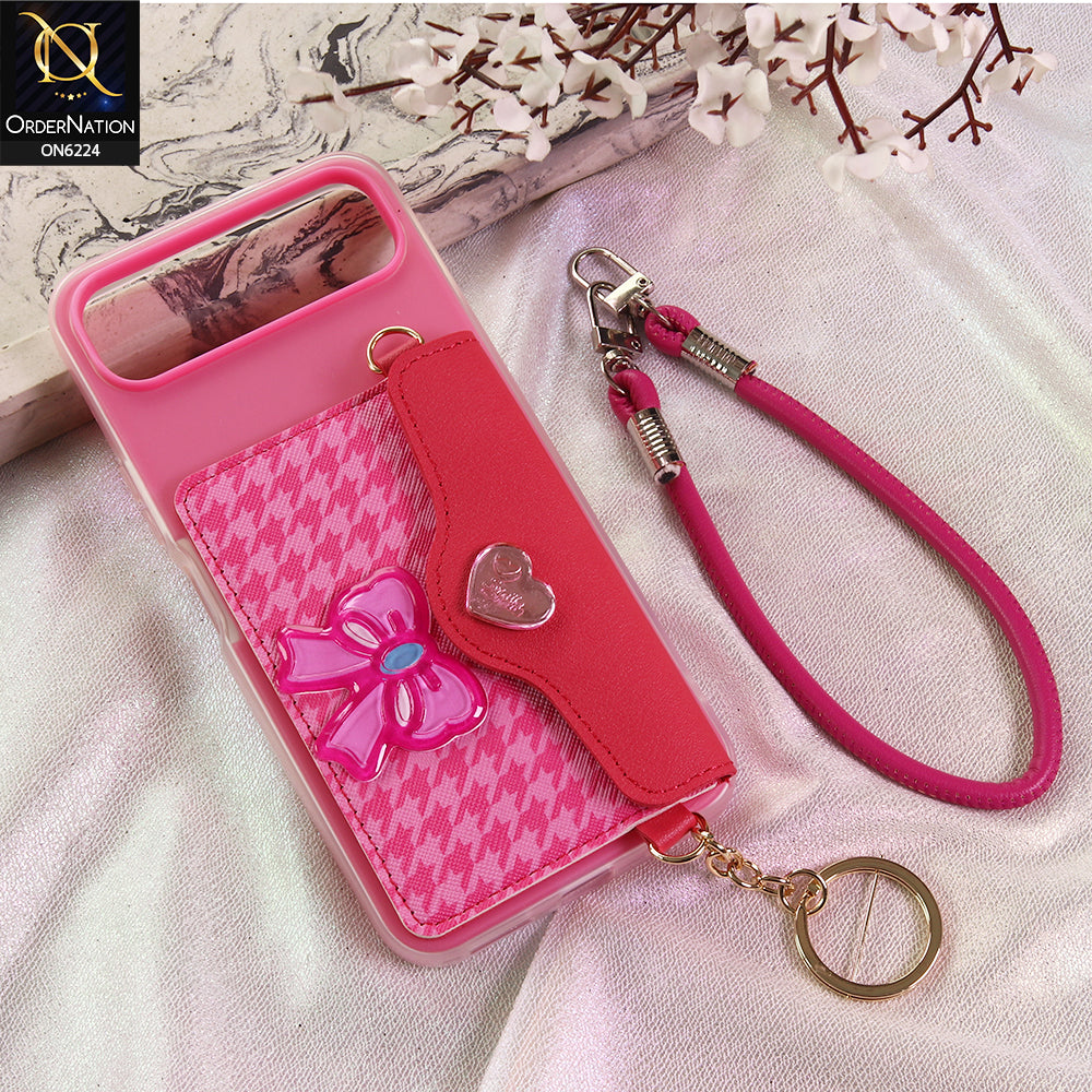 Infinix Smart 10 Plus Cover - Dark Pink - New & Luxury Elegant Phone Case with Wallet Pocket & Shoulder Strap