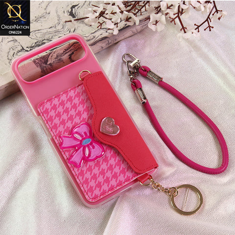Infinix Smart 10 Plus Cover - Dark Pink - New & Luxury Elegant Phone Case with Wallet Pocket & Shoulder Strap