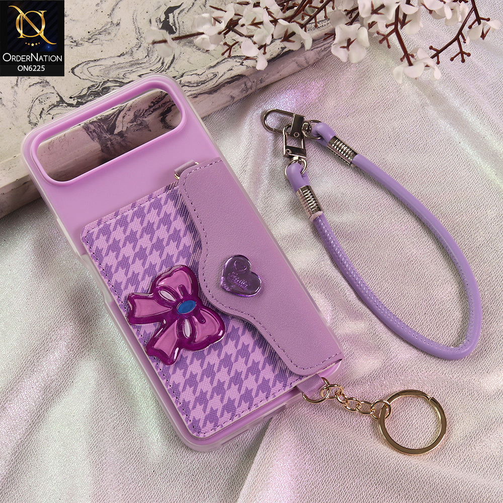 Infinix Smart 10 Plus Cover - Purple - New & Luxury Elegant Phone Case with Wallet Pocket & Shoulder Strap