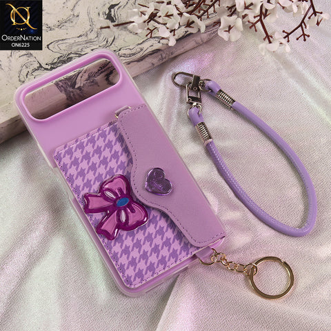 Infinix Smart 10 Plus Cover - Purple - New & Luxury Elegant Phone Case with Wallet Pocket & Shoulder Strap