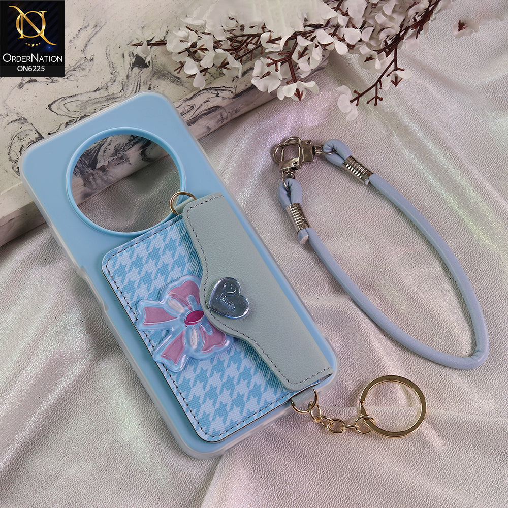 Tecno Spark 30C 4G Cover - Blue - New & Luxury Elegant Phone Case with Wallet Pocket & Shoulder Strap