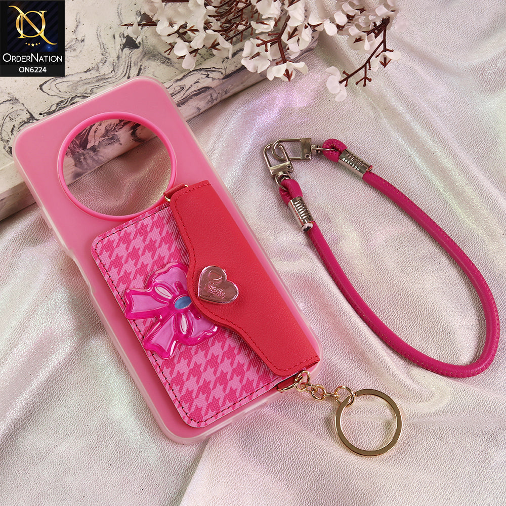 Tecno Spark 30C 4G Cover - Dark Pink - New & Luxury Elegant Phone Case with Wallet Pocket & Shoulder Strap