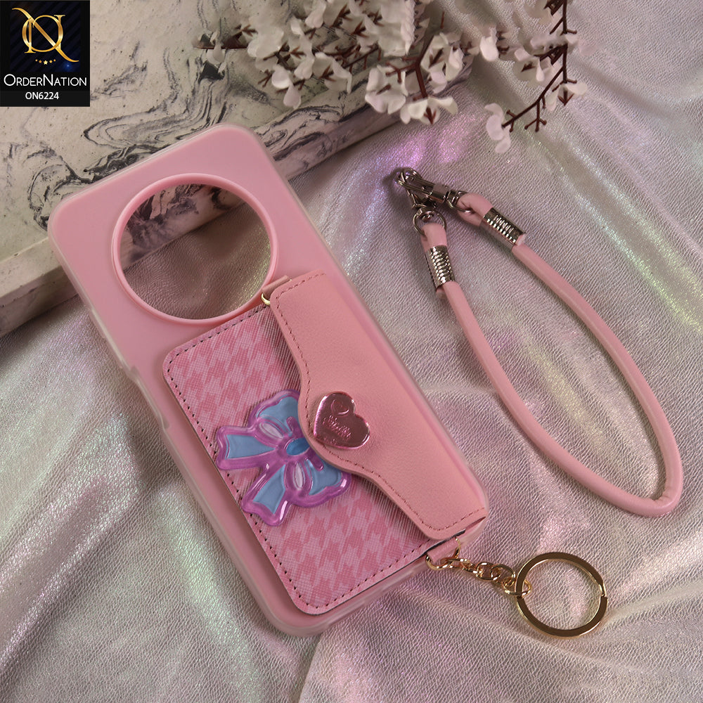 Tecno Spark 30C 4G Cover - Light Pink - New & Luxury Elegant Phone Case with Wallet Pocket & Shoulder Strap