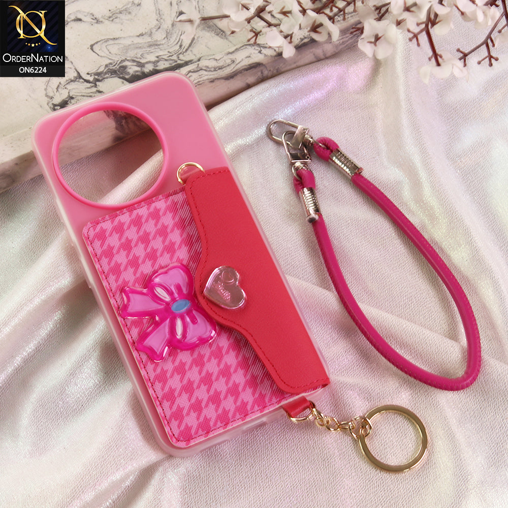 Tecno Spark 30 Pro Cover - Dark Pink - New & Luxury Elegant Phone Case with Wallet Pocket & Shoulder Strap