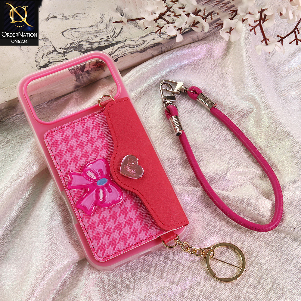 Tecno Spark 40 Cover - Dark Pink - New & Luxury Elegant Phone Case with Wallet Pocket & Shoulder Strap