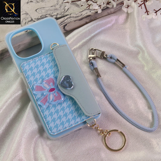 Tecno Spark 40C Cover - Blue - New & Luxury Elegant Phone Case with Wallet Pocket & Shoulder Strap