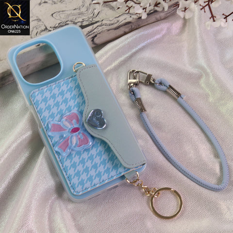 Tecno Spark 40C Cover - Blue - New & Luxury Elegant Phone Case with Wallet Pocket & Shoulder Strap