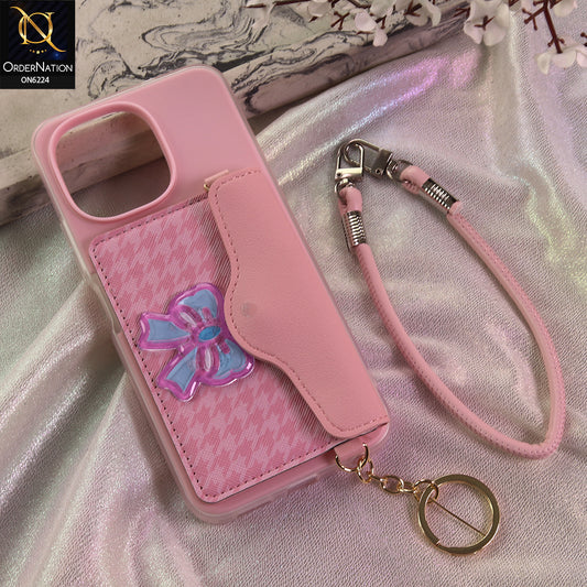 Tecno Spark 40C Cover - Light Pink - New & Luxury Elegant Phone Case with Wallet Pocket & Shoulder Strap