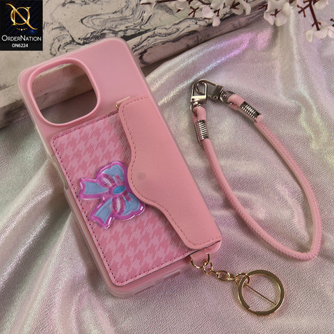 Tecno Spark 40C Cover - Light Pink - New & Luxury Elegant Phone Case with Wallet Pocket & Shoulder Strap