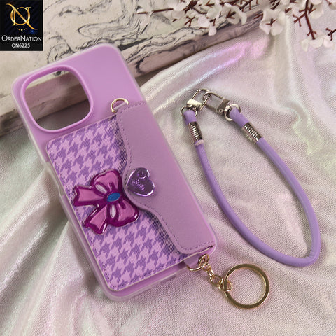 Tecno Spark 40C Cover - Purple - New & Luxury Elegant Phone Case with Wallet Pocket & Shoulder Strap