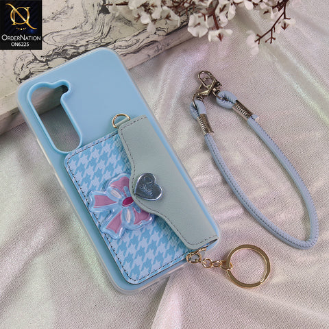 Tecno Spark 40 Pro Cover - Blue - New & Luxury Elegant Phone Case with Wallet Pocket & Shoulder Strap