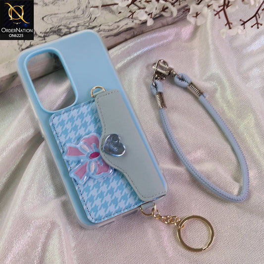 Tecno Spark 40 Pro Plus Cover - Blue - New & Luxury Elegant Phone Case with Wallet Pocket & Shoulder Strap