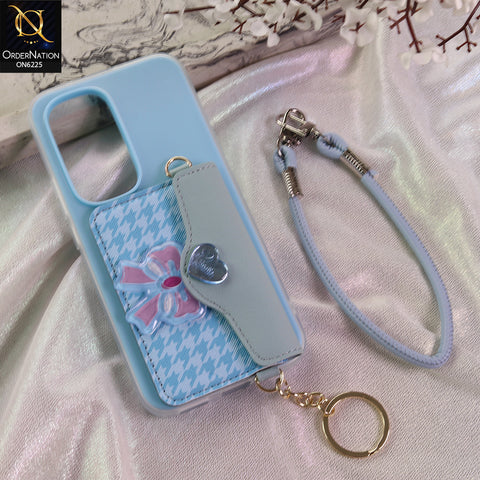 Tecno Spark 40 Pro Plus Cover - Blue - New & Luxury Elegant Phone Case with Wallet Pocket & Shoulder Strap