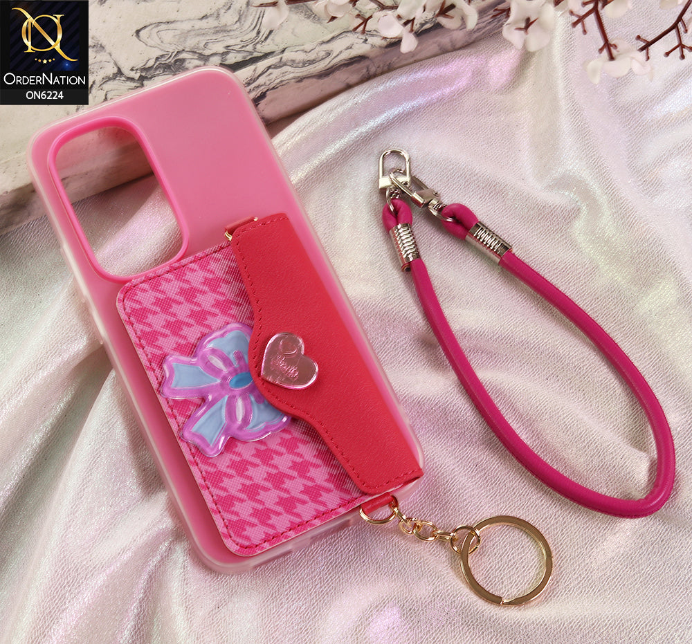 Tecno Spark 40 Pro Plus Cover - Dark Pink - New & Luxury Elegant Phone Case with Wallet Pocket & Shoulder Strap