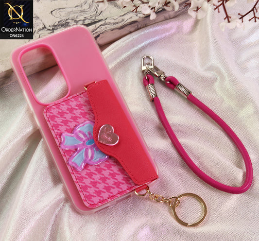 Tecno Spark 40 Pro Plus Cover - Dark Pink - New & Luxury Elegant Phone Case with Wallet Pocket & Shoulder Strap