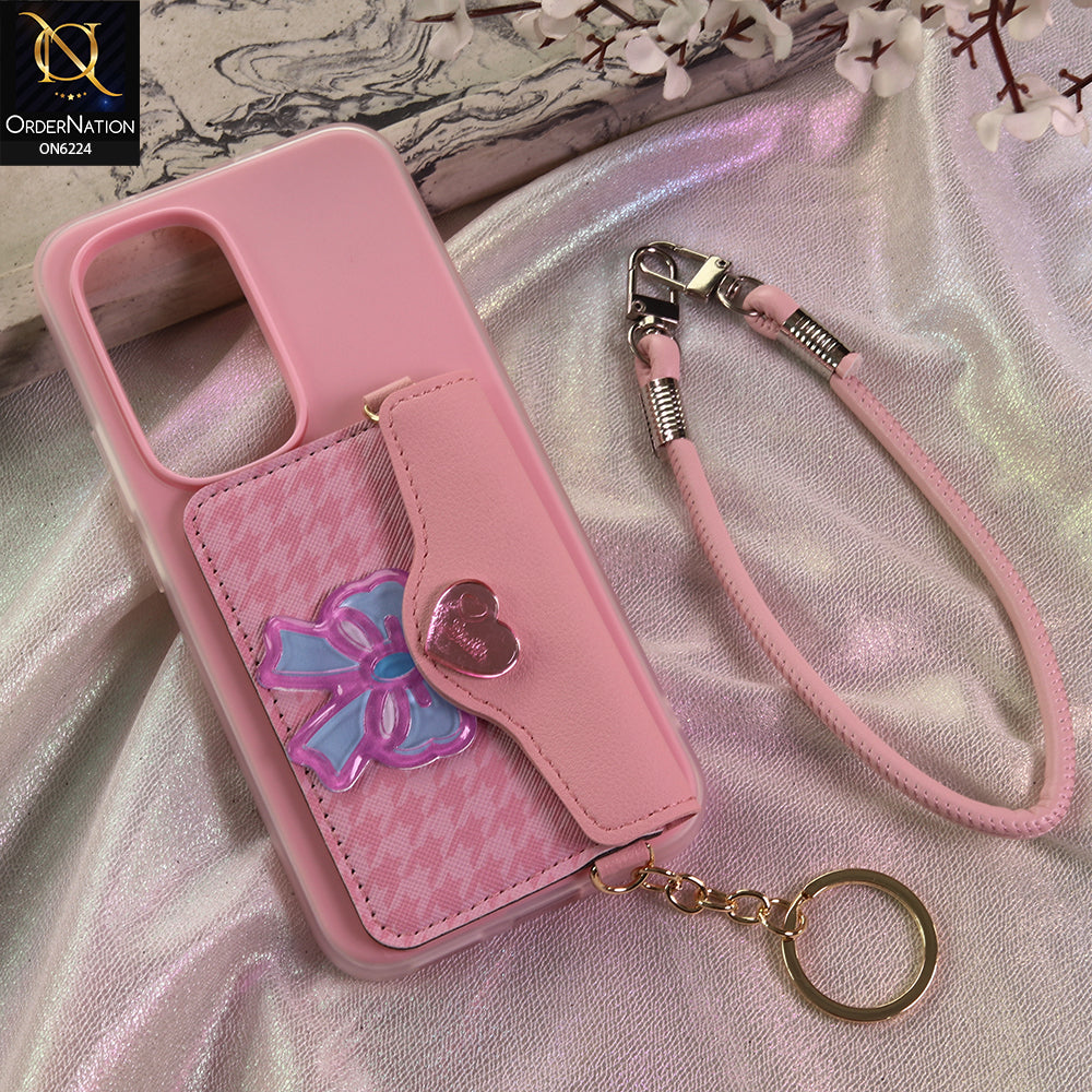Tecno Spark 40 Pro Plus Cover - Light Pink - New & Luxury Elegant Phone Case with Wallet Pocket & Shoulder Strap