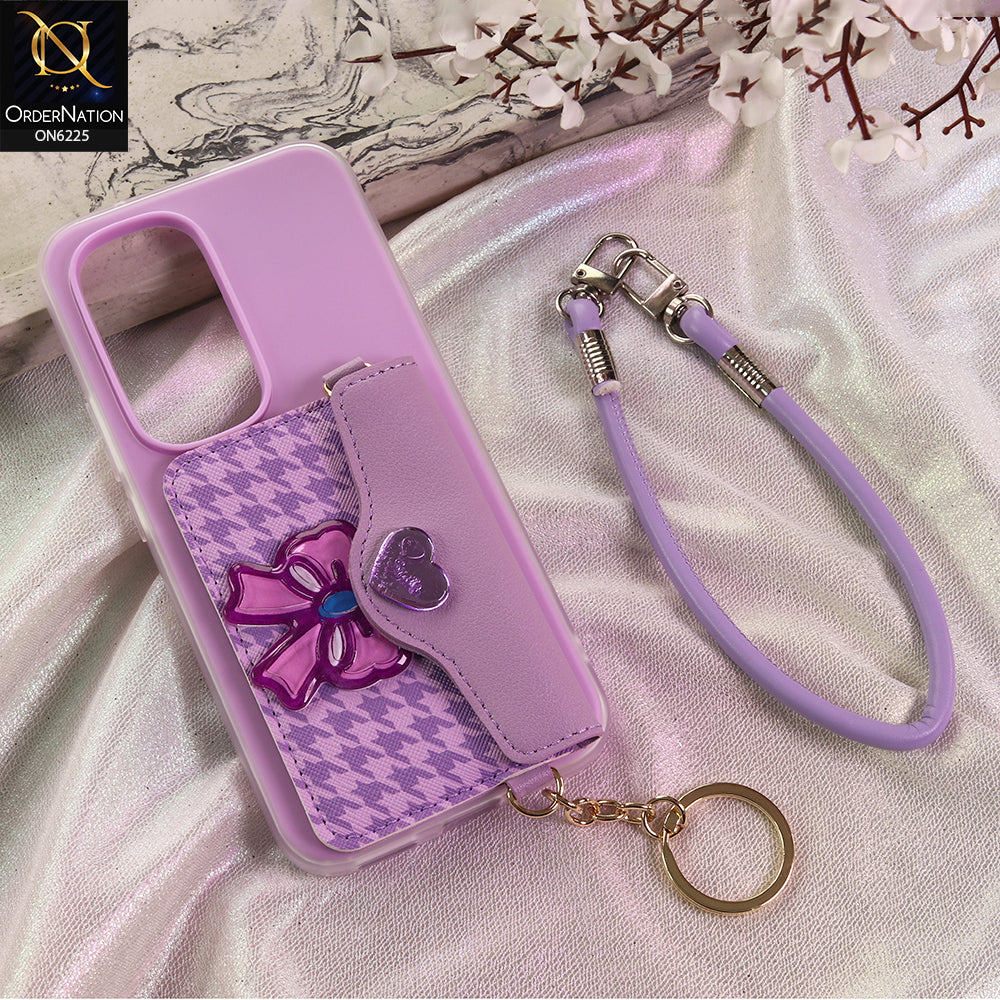 Tecno Spark 40 Pro Plus Cover - Purple - New & Luxury Elegant Phone Case with Wallet Pocket & Shoulder Strap