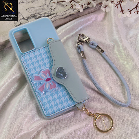 Vivo Y73 Cover - Blue - New & Luxury Elegant Phone Case with Wallet Pocket & Shoulder Strap