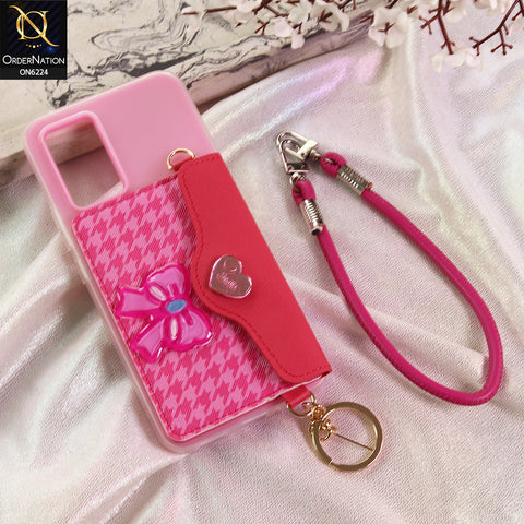 Vivo V21e Cover - Dark Pink - New & Luxury Elegant Phone Case with Wallet Pocket & Shoulder Strap