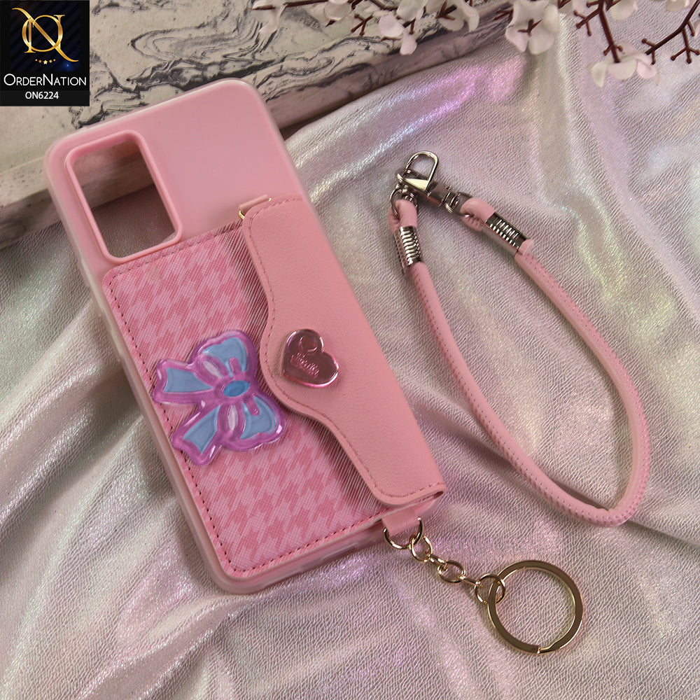 Vivo Y73 Cover - Light Pink - New & Luxury Elegant Phone Case with Wallet Pocket & Shoulder Strap