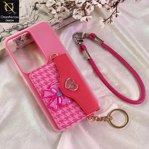 Vivo V30 Lite 4G Cover - Dark Pink - New & Luxury Elegant Phone Case with Wallet Pocket & Shoulder Strap