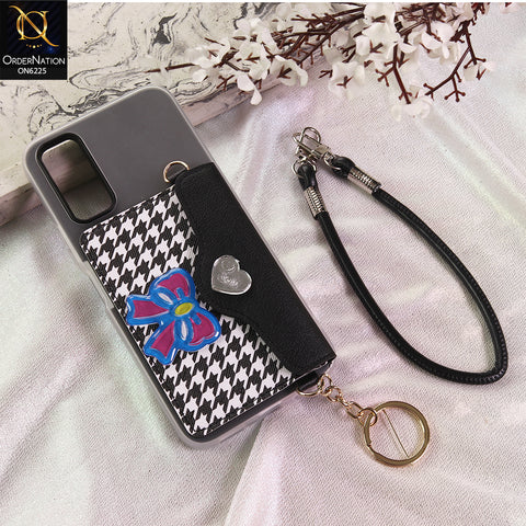 Vivo Y12a Cover - Black - New & Luxury Elegant Phone Case with Wallet Pocket & Shoulder Strap