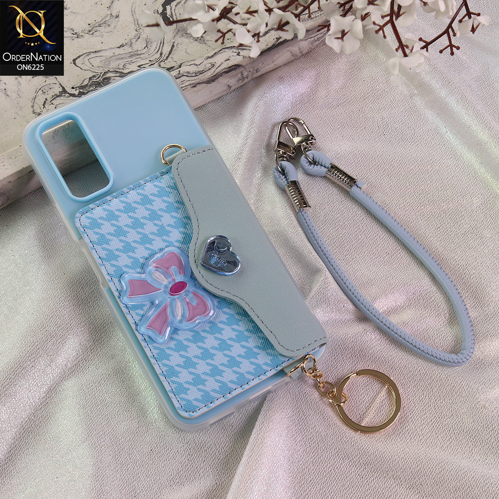 Vivo Y11s Cover - Blue - New & Luxury Elegant Phone Case with Wallet Pocket & Shoulder Strap