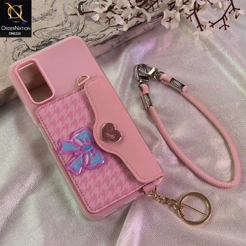 Vivo Y11s Cover - Light Pink - New & Luxury Elegant Phone Case with Wallet Pocket & Shoulder Strap