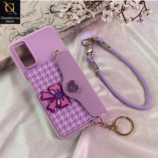Vivo Y20i Cover - Purple - New & Luxury Elegant Phone Case with Wallet Pocket & Shoulder Strap