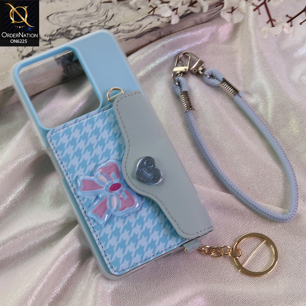 Vivo Y27s Cover - Blue - New & Luxury Elegant Phone Case with Wallet Pocket & Shoulder Strap