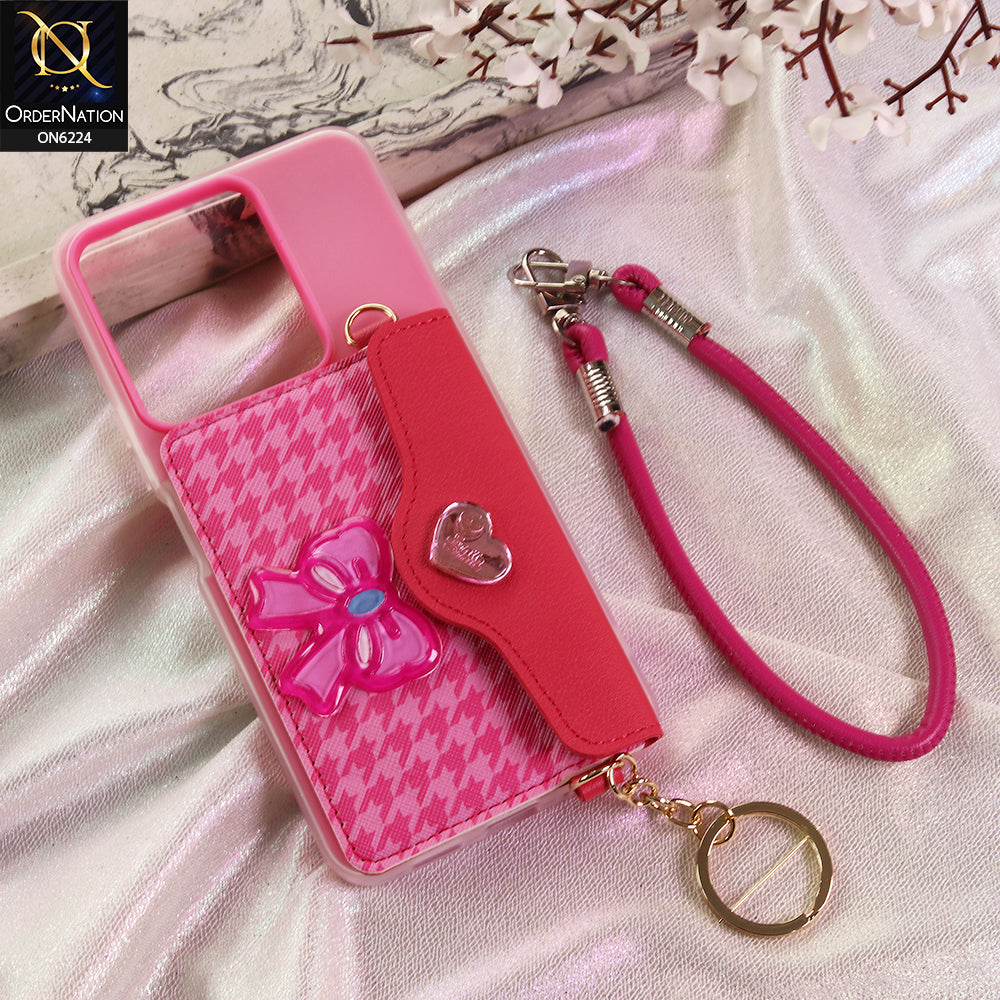 Vivo Y27s Cover - Dark Pink - New & Luxury Elegant Phone Case with Wallet Pocket & Shoulder Strap