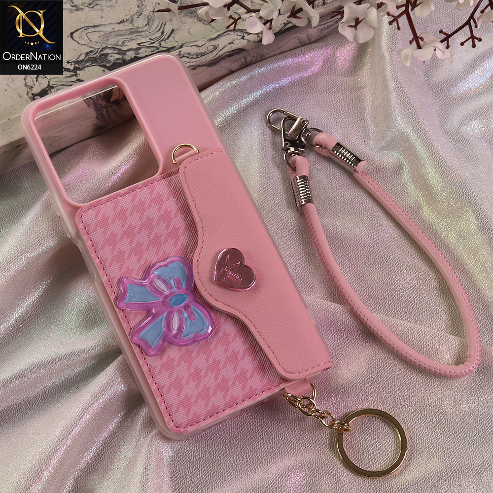 Vivo Y27s Cover - Light Pink - New & Luxury Elegant Phone Case with Wallet Pocket & Shoulder Strap
